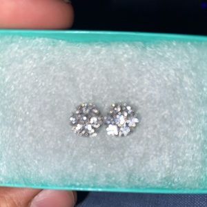 14k diamond cluster earrings